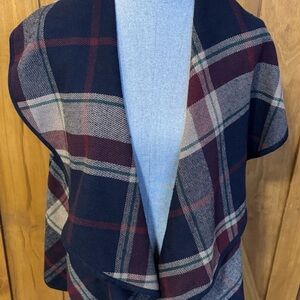 Altar'd State Checkered Vest in Navy and Burgundy